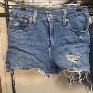Levi's Frayed Light Blue Distressed Jean Shorts